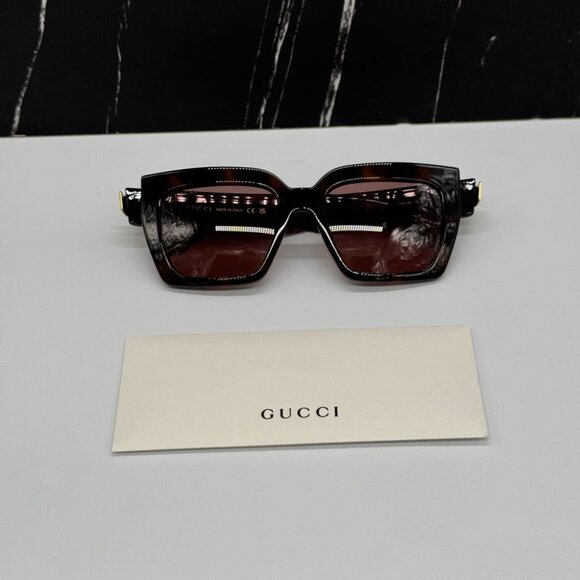 NEW GG1689S 002 GUCCI SUNGLASSES HAVANA WOMEN EYEWEAR GUCCI - Picture 15 of 16